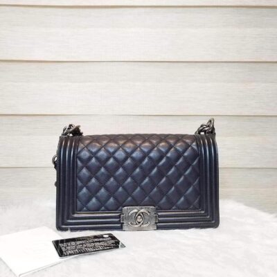 Chanel Le Boy Black Old Medium Ruthenium Hardware Series 20
